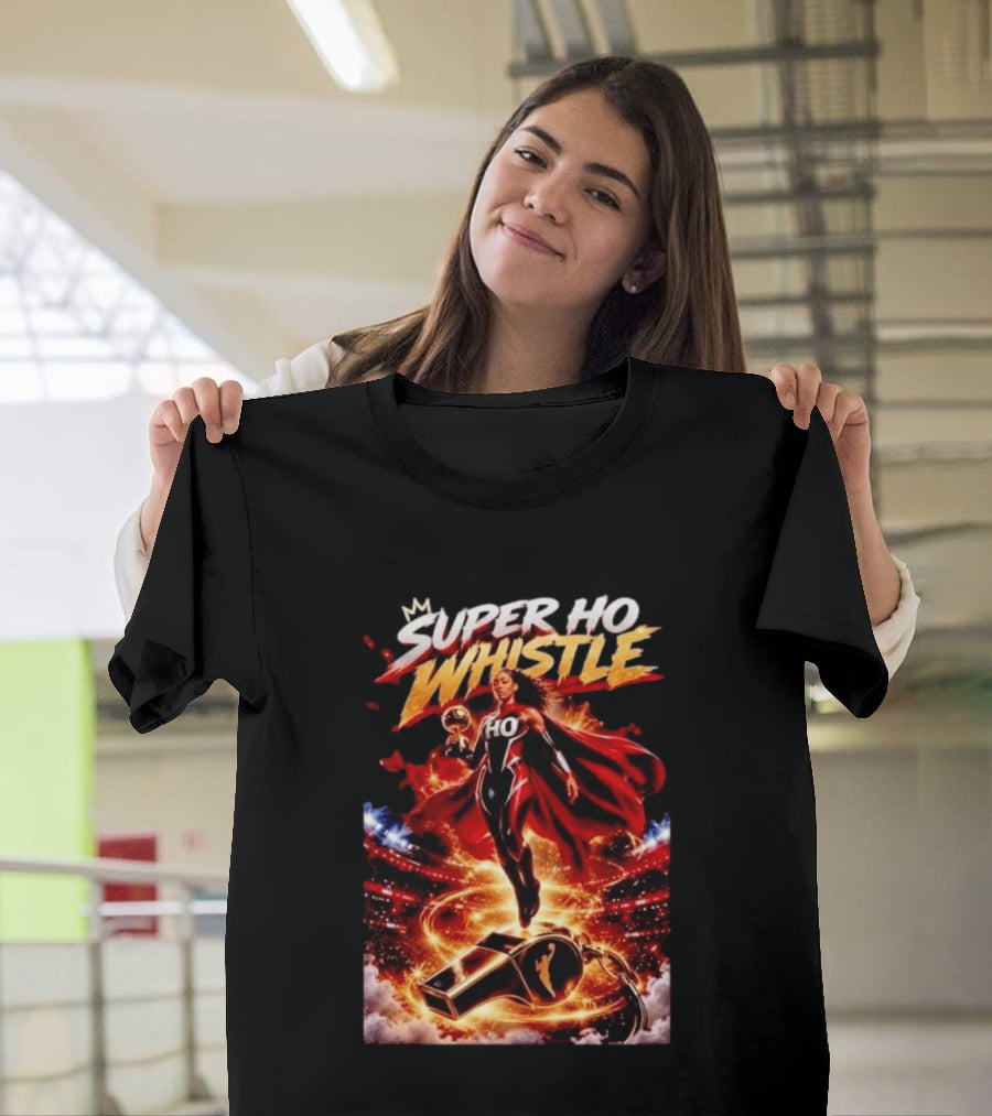 Super Ho Whistle WNBA Basketball Comic Style Heroine T-Shirt