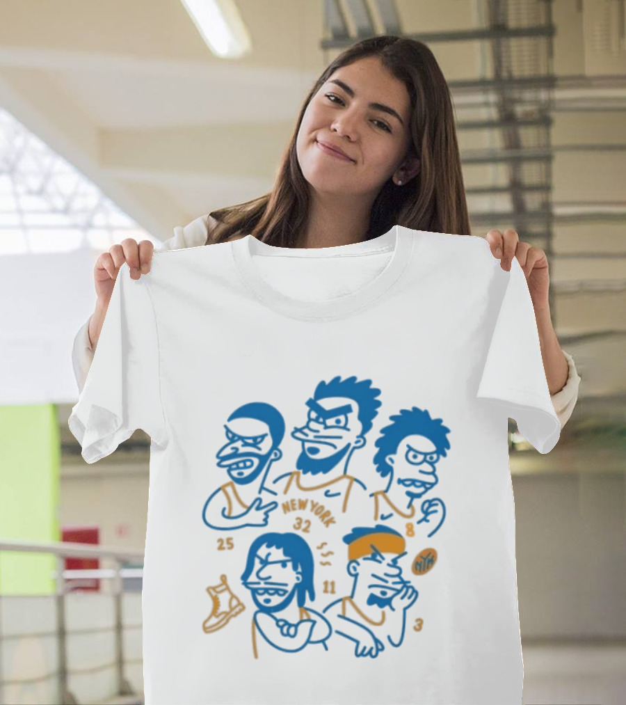 New York Knicks Cartoon 25 30 23 11 NBA Basketball Players T-Shirt