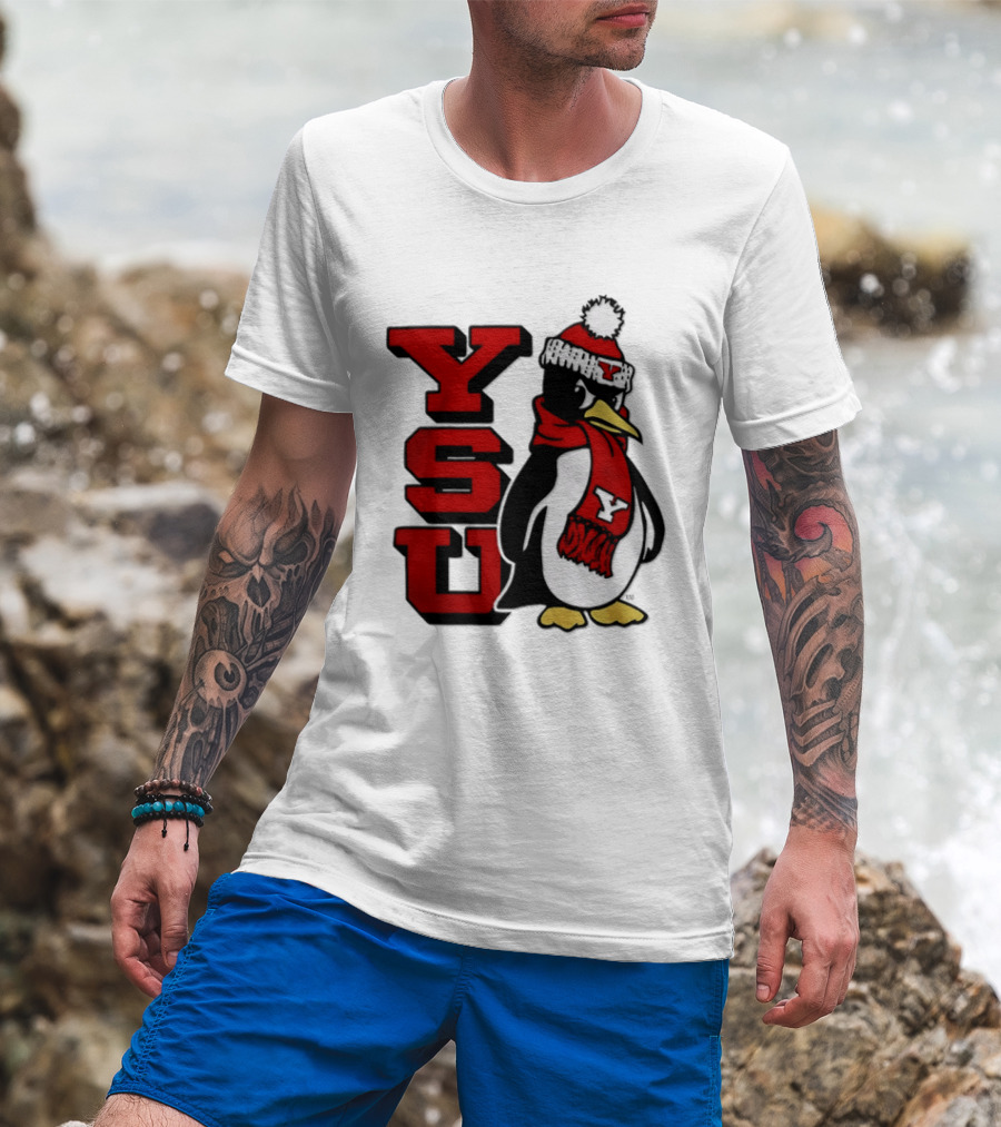 Youngstown State University YSU Penguin Winter Hat Scarf T-Shirt