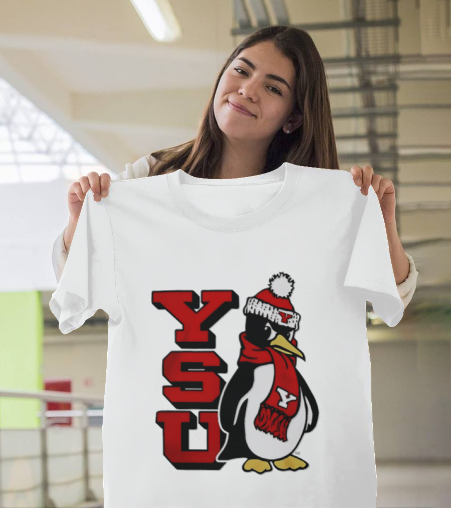 Youngstown State University YSU Penguin Winter Hat Scarf T-Shirt