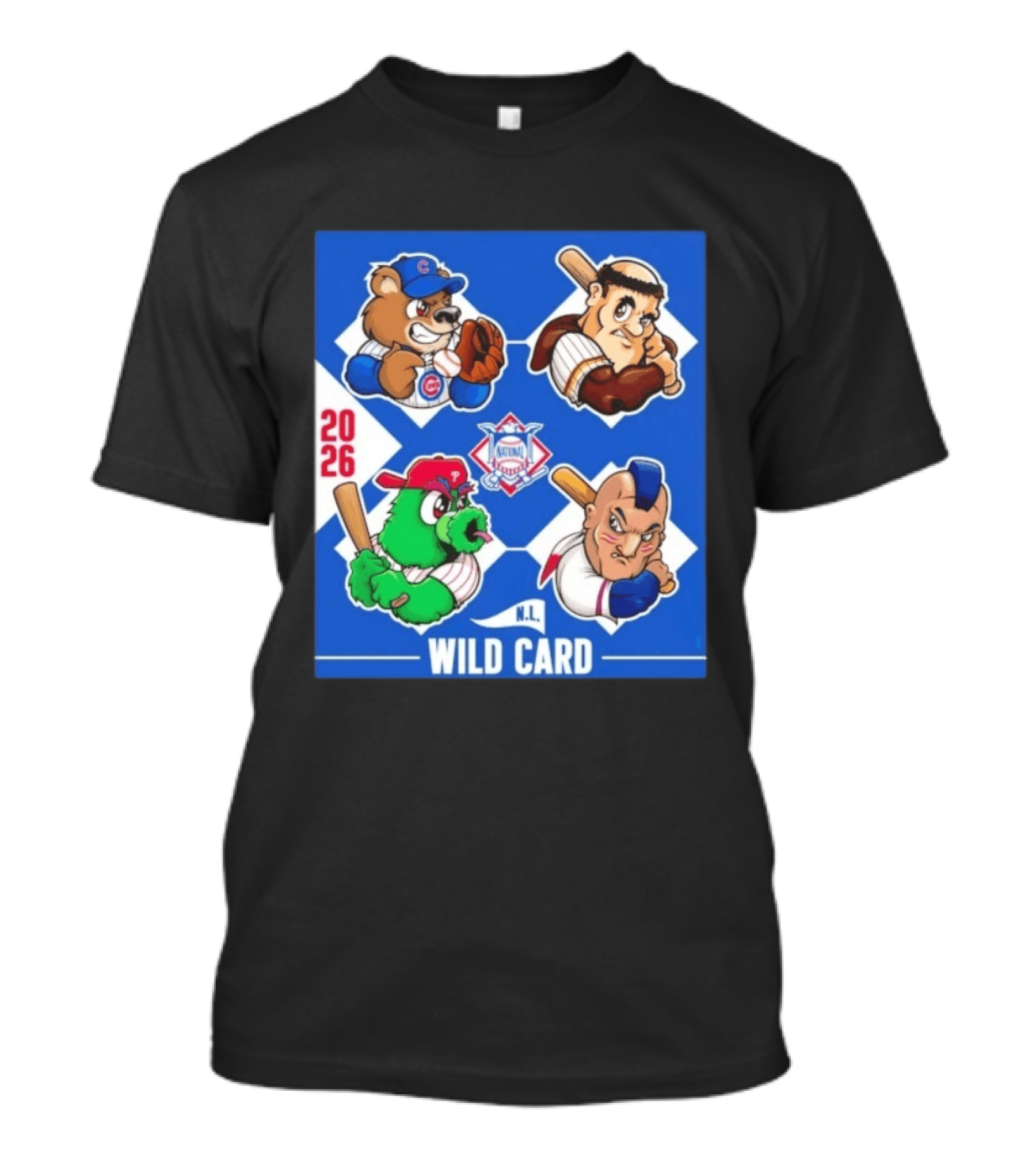 2026 National League Wild Card Cubs Phillies Padres Mets Collage T-Shirt