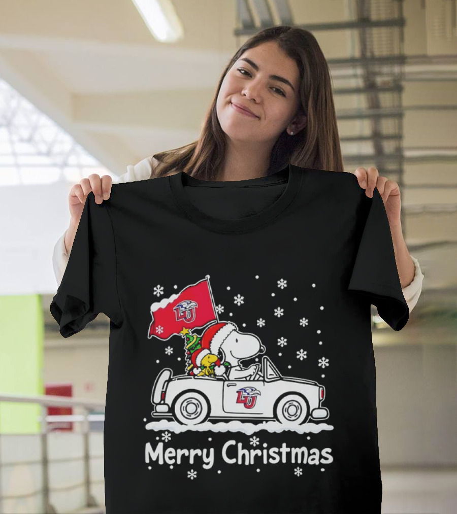 Liberty Flames Snoopy Woodstock Driving Car Merry Christmas Holiday T-Shirt