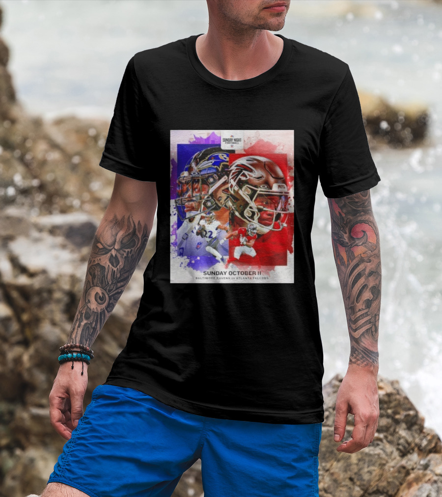 Sunday Night Football October 11 Baltimore Ravens Vs Atlanta Falcons NFL Matchup T-Shirt