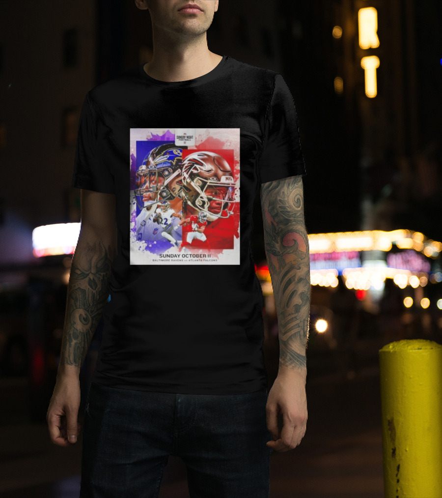 Sunday Night Football October 11 Baltimore Ravens Vs Atlanta Falcons NFL Matchup T-Shirt
