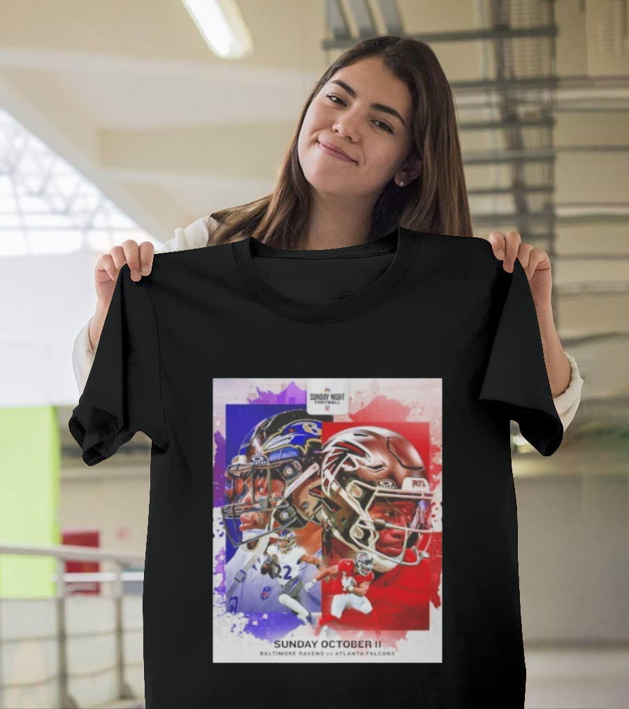 Sunday Night Football October 11 Baltimore Ravens Vs Atlanta Falcons NFL Matchup T-Shirt