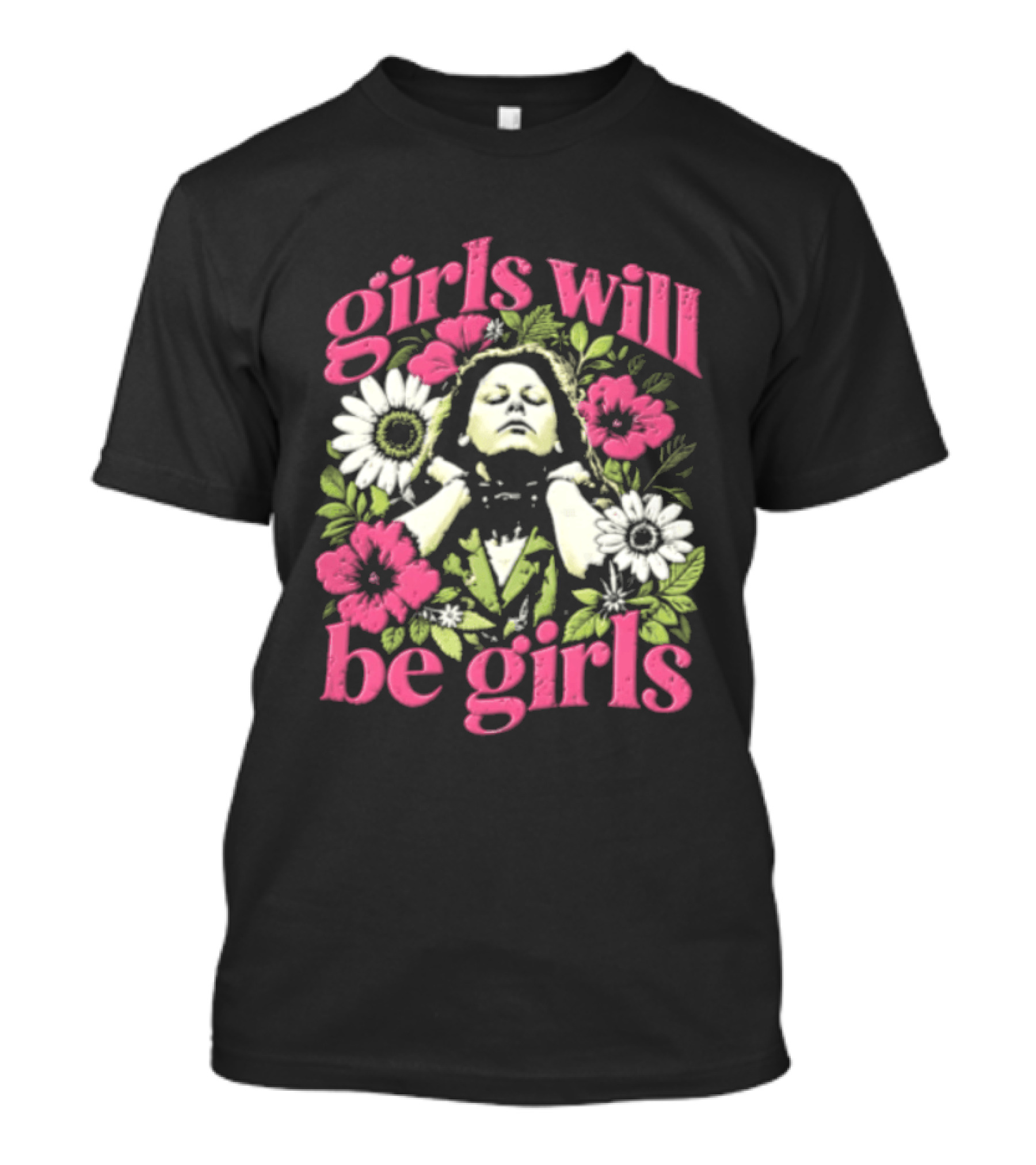 Girls Will Be Girls Linda Blair Floral Head Back T-Shirt