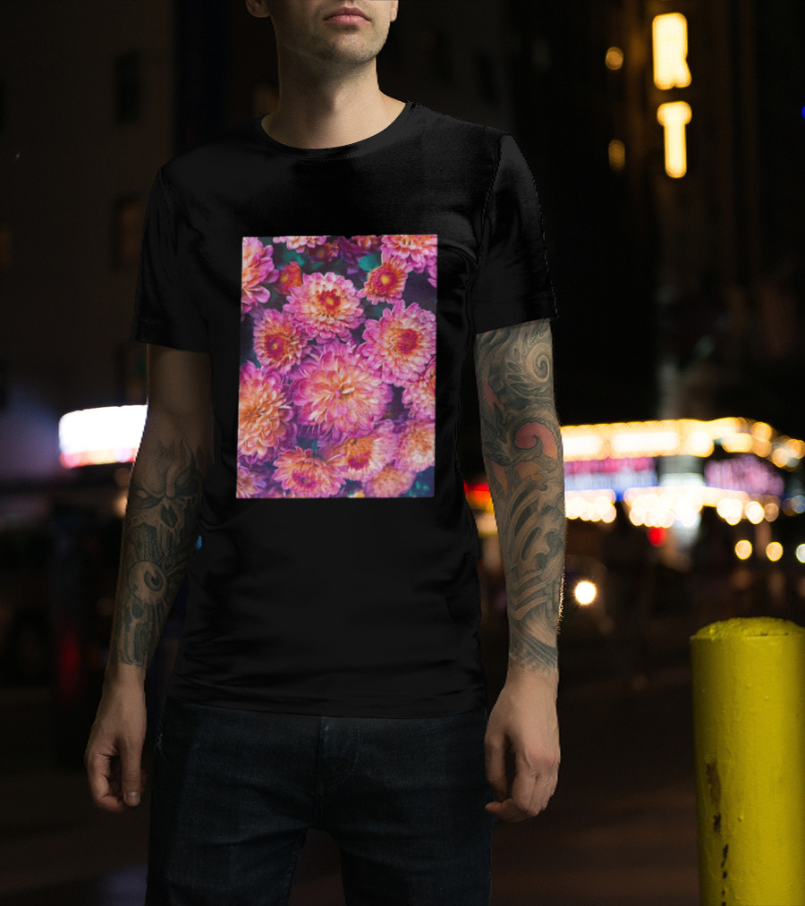 Many Pink And Orange Chrysanthemum Flowers In Full Bloom T-Shirt