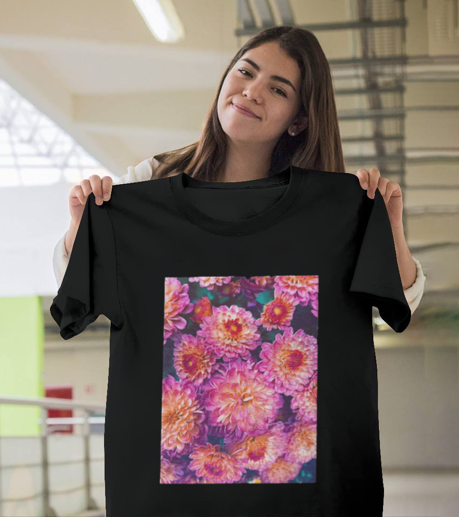 Many Pink And Orange Chrysanthemum Flowers In Full Bloom T-Shirt