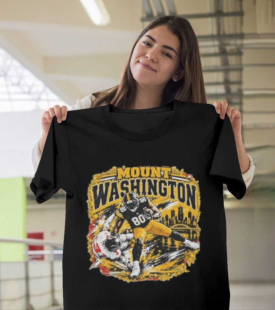 Mount Washington Pittsburgh Steelers 80 Football Distressed T-Shirt