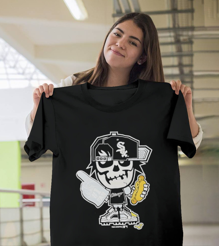 Chicago White Sox Skeleton No 1 Foam Finger Hot Dog Cap T-Shirt