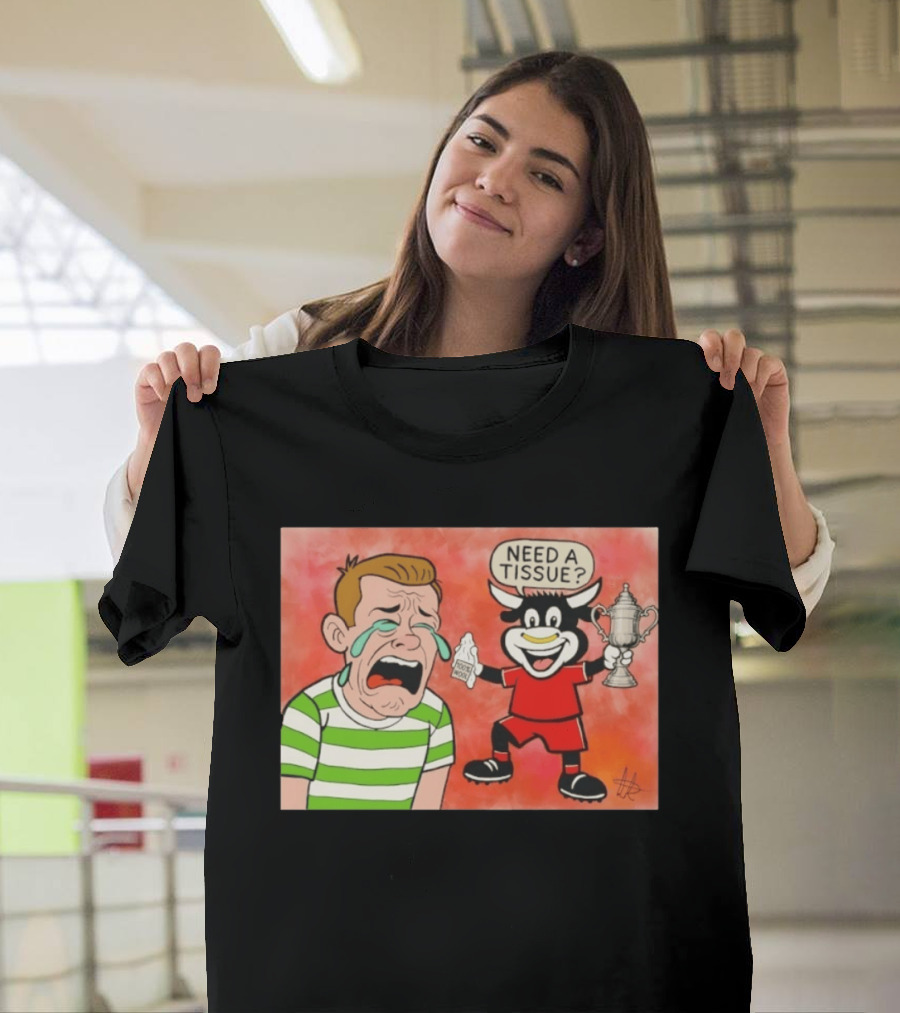 Need A Tissue Aberdeen FC Taunting Crying Celtic Cartoon Trophy T-Shirt