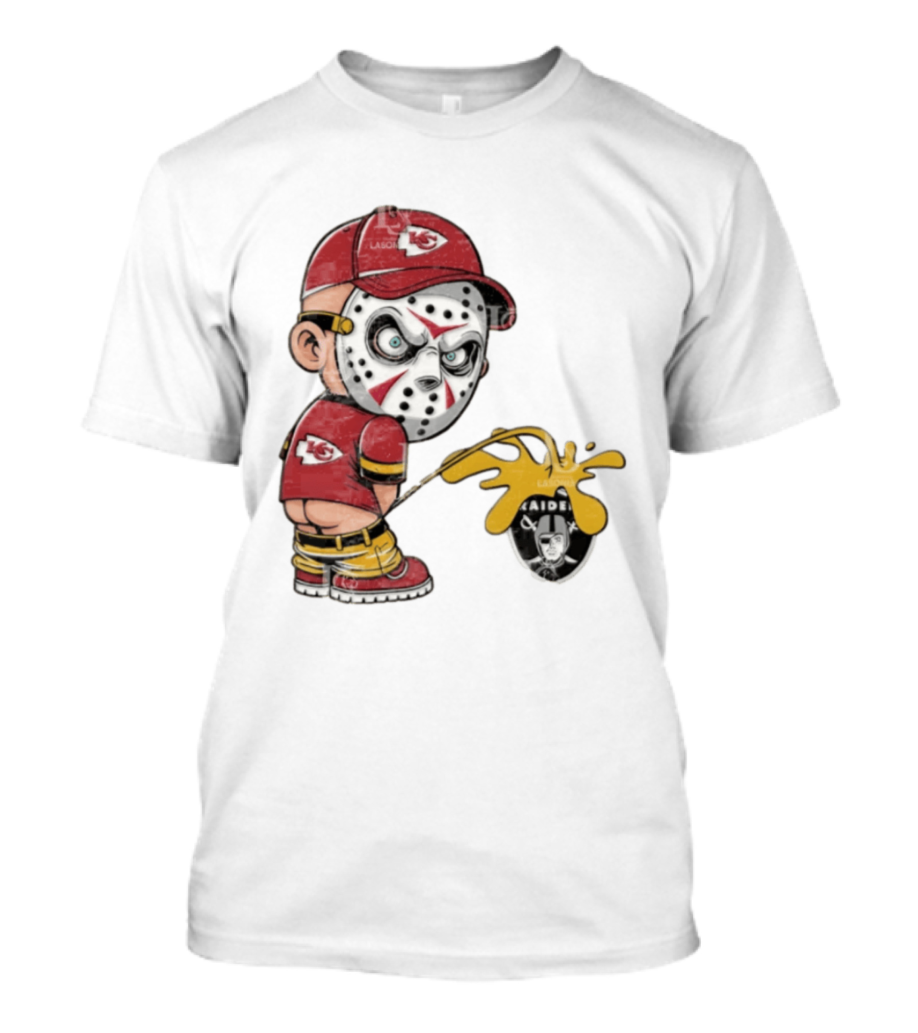 Kansas City Chiefs Jason Voorhees Pissing On Las Vegas Raiders T-Shirt