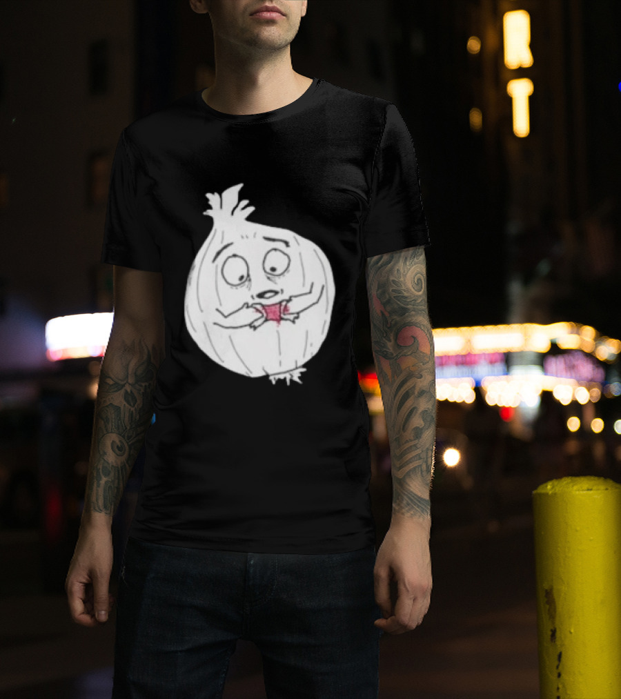 Crying Onion Cartoon Funny Vegetable Drawing T-Shirt