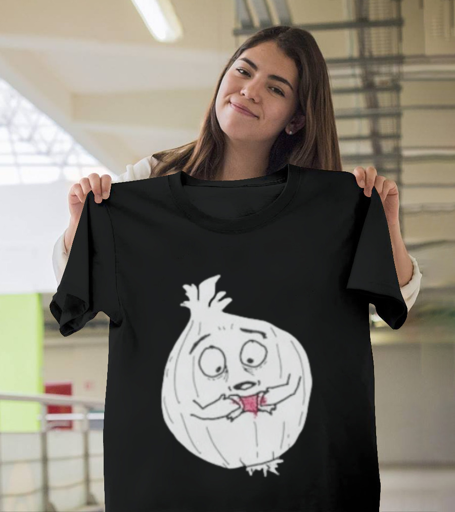 Crying Onion Cartoon Funny Vegetable Drawing T-Shirt