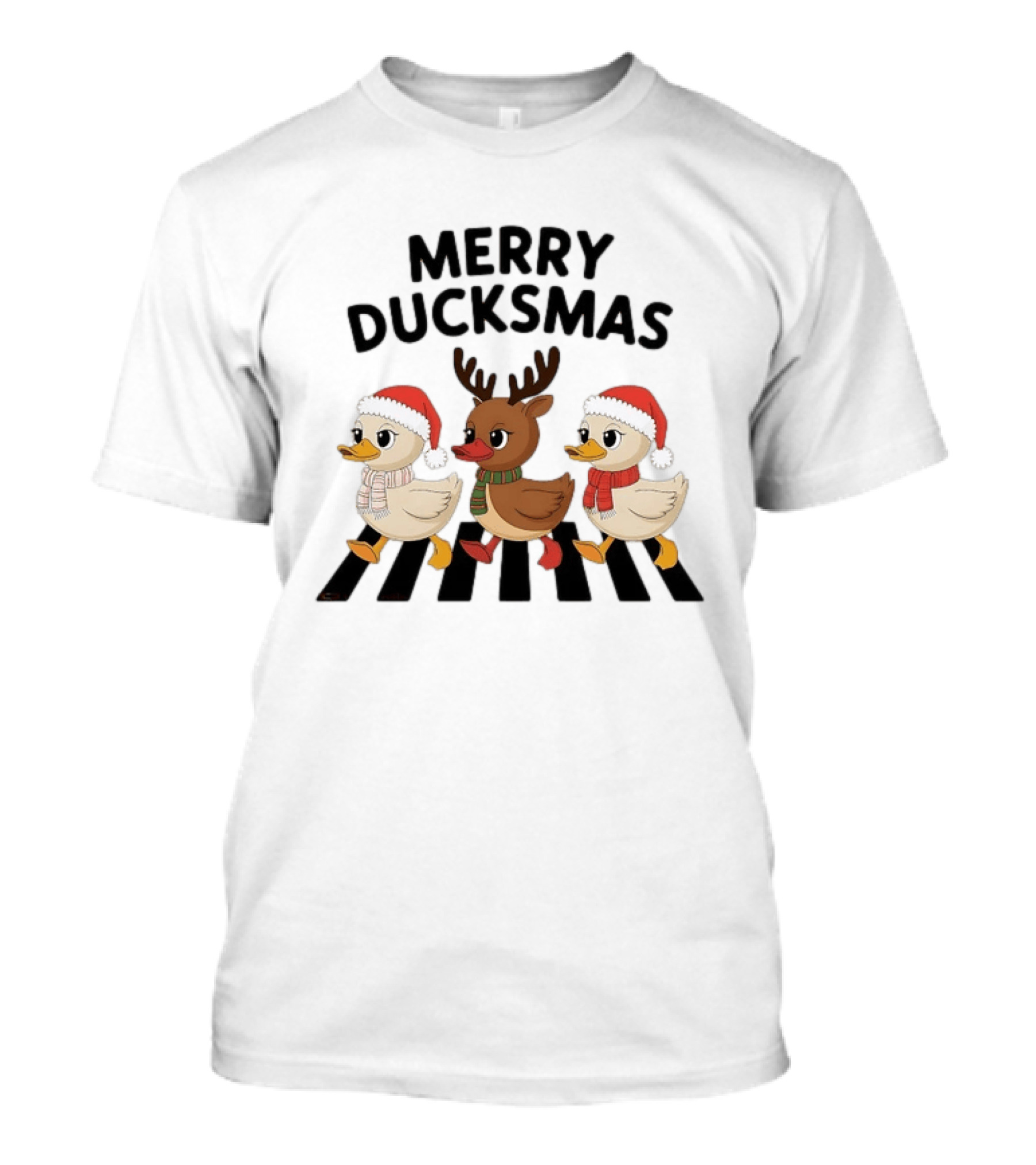 Merry Ducksmas Holiday Christmas Ducks In Santa Hats And Reindeer Outfit T-Shirt