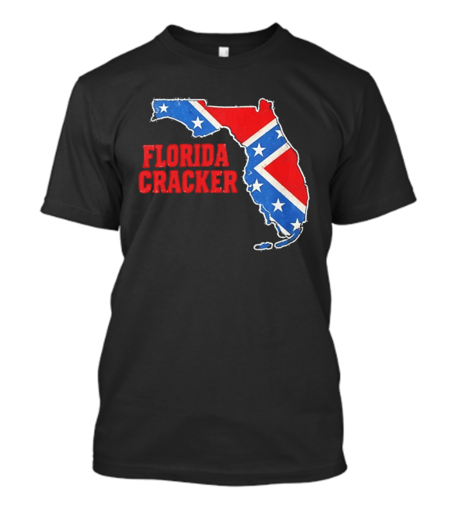 Florida Cracker Distressed Confederate Flag State Map Southern Pride T-Shirt