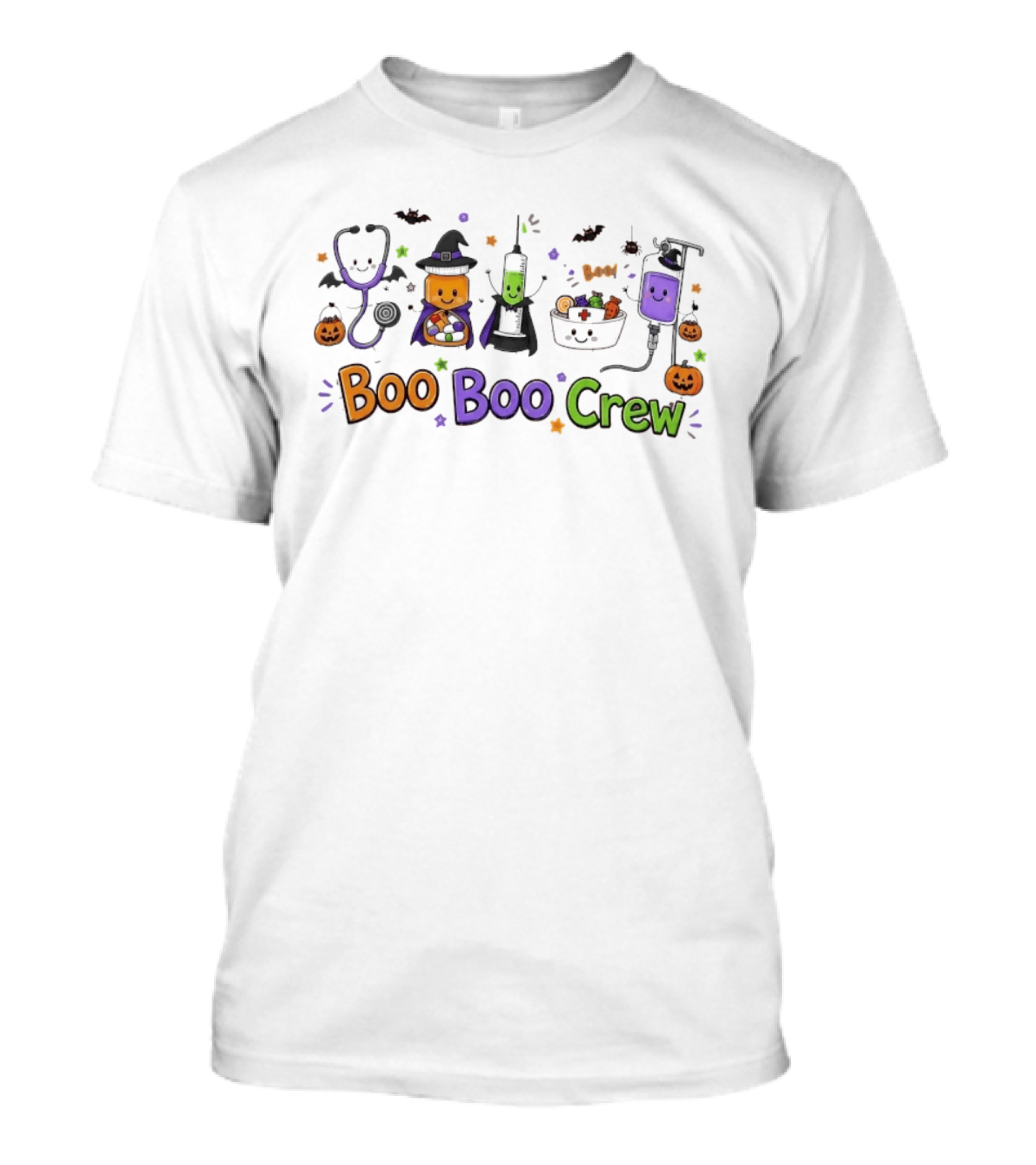 Boo Boo Crew Halloween Nurse Medical Team Stethoscope Syringe Witch Hat Pumpkin T-Shirt