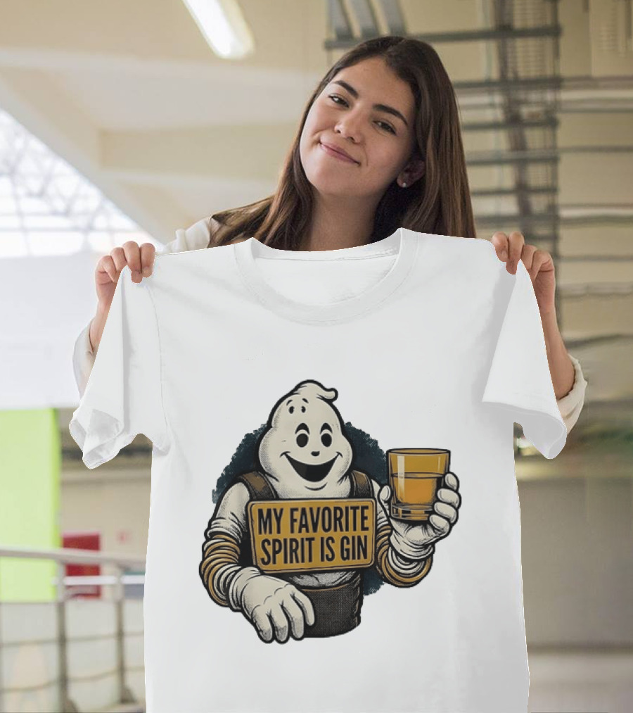 My Favorite Spirit Is Gin Ghost Character With Drink T-Shirt