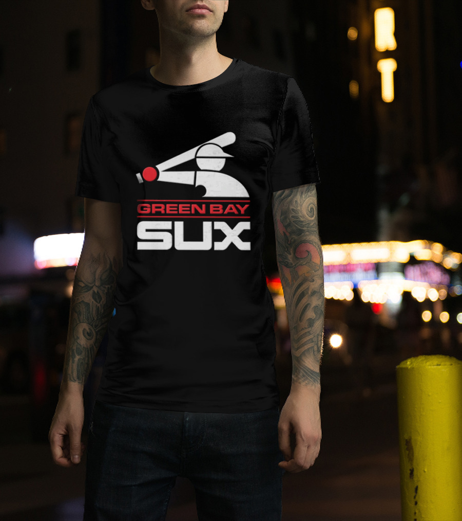 Green Bay Sux Chicago Political Baseball T-Shirt