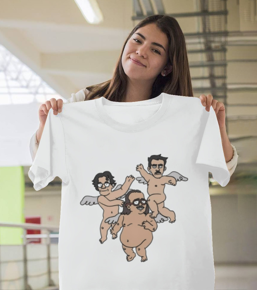 Wilford Brimley And Friends Cherub Angels Cartoon Character Trio T-Shirt