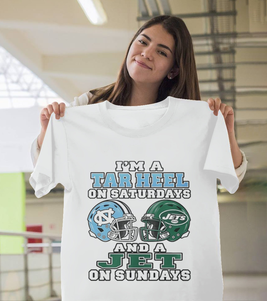 I'm A Tar Heel On Saturdays And A Jet On Sundays Football Helmets T-Shirt