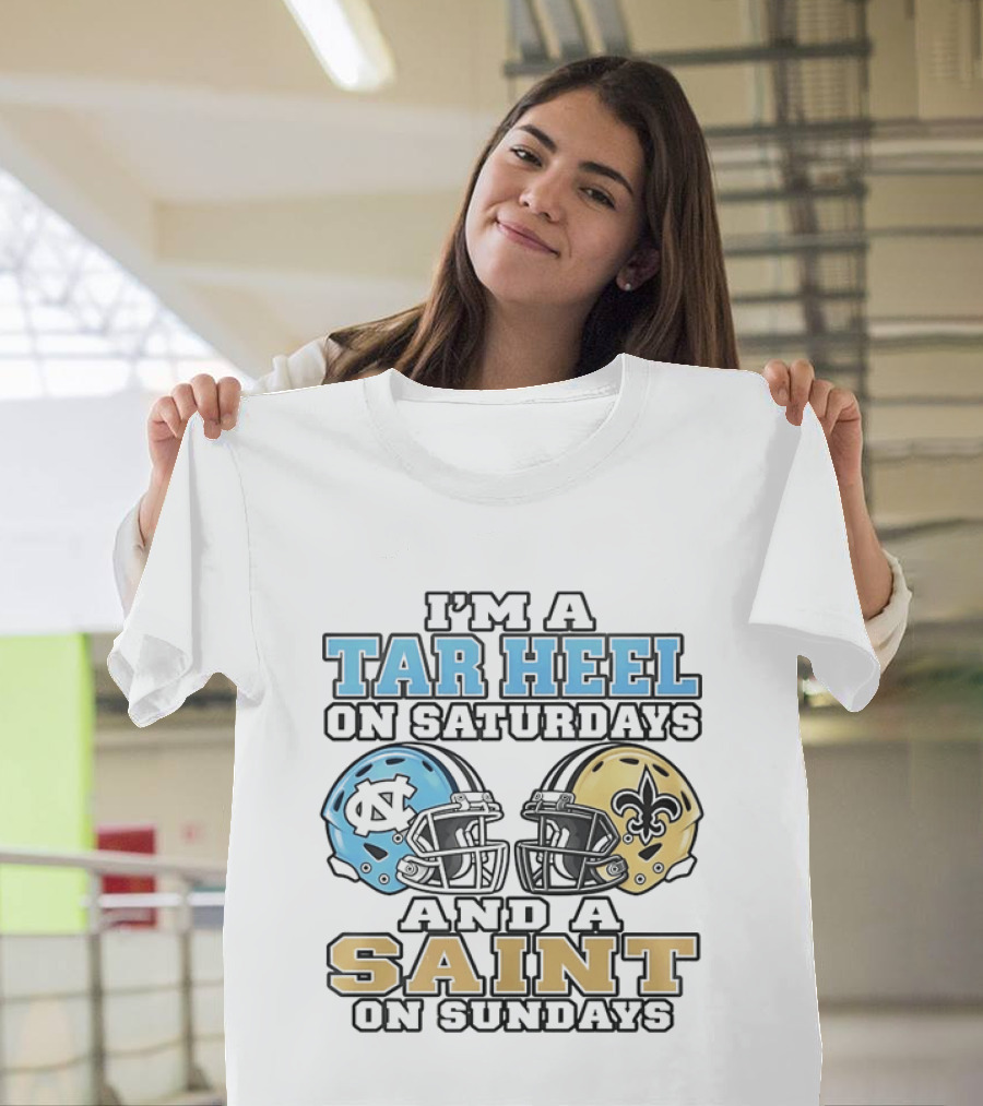Tar Heel North Carolina Saturdays Saint Sundays Football Helmets T-Shirt