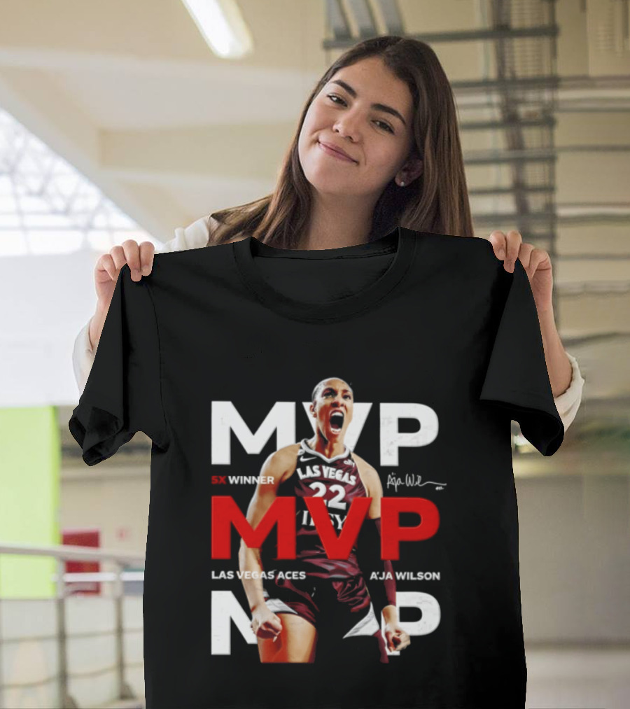 Las Vegas Aces A'ja Wilson 5X MVP Winner T-Shirt