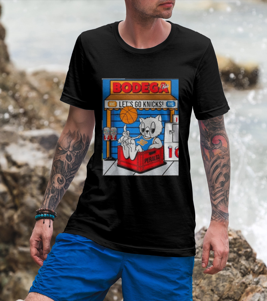 Bodega Kats NYC Let's Go Knicks No 32 Peralta Cat T-Shirt