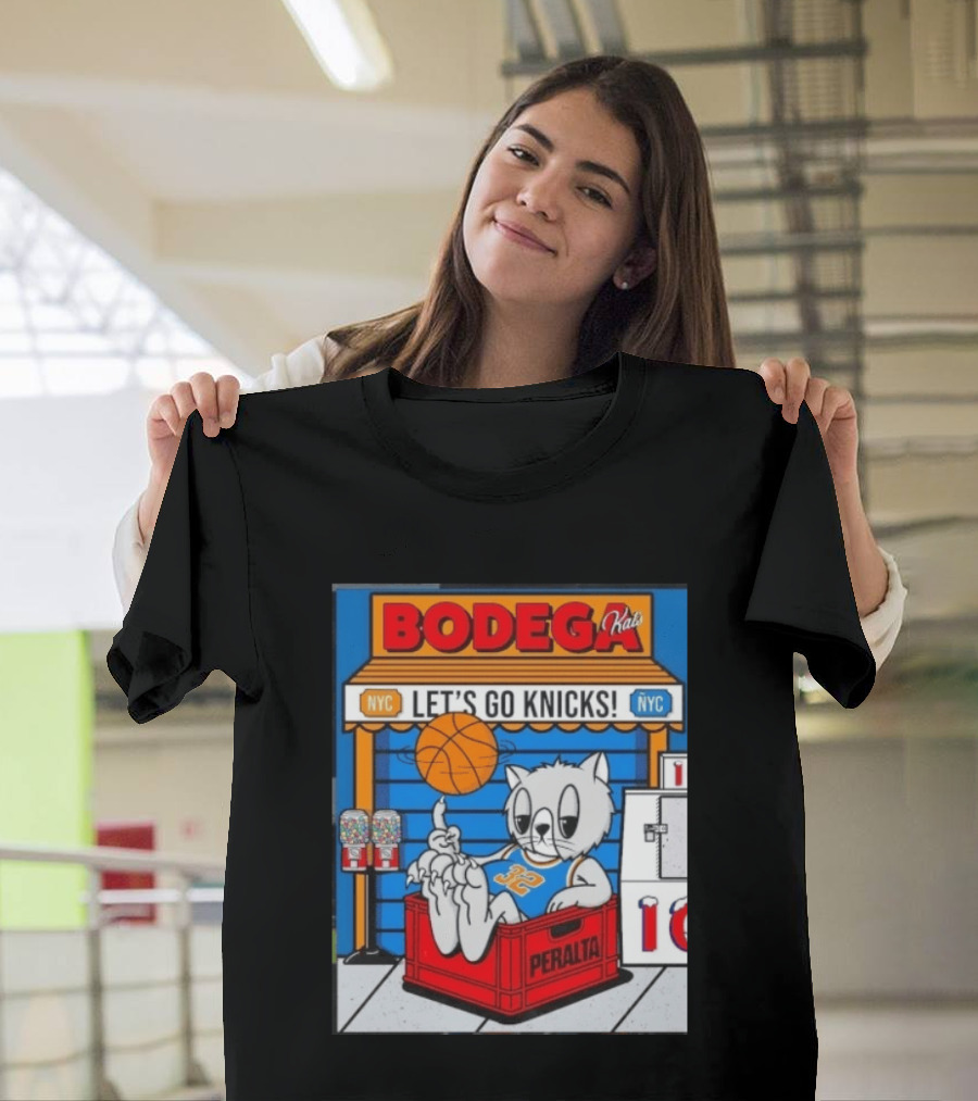 Bodega Kats NYC Let's Go Knicks No 32 Peralta Cat T-Shirt