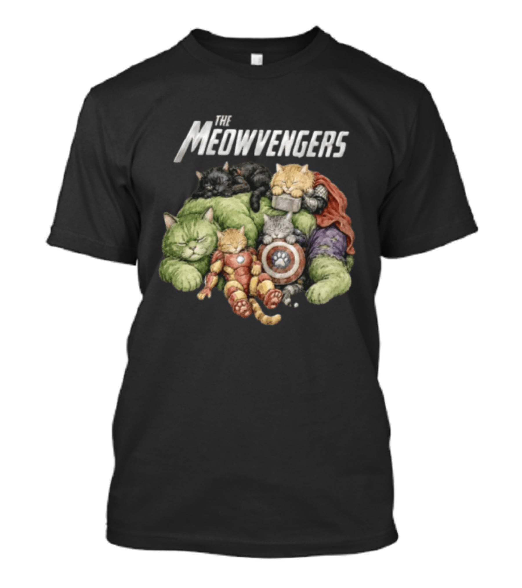 Marvel The Meowvengers Cats As Avengers Sleeping With Superhero Costumes T-Shirt