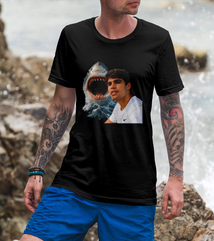 Carlos Alcaraz Smoking Shark Meme T-Shirt