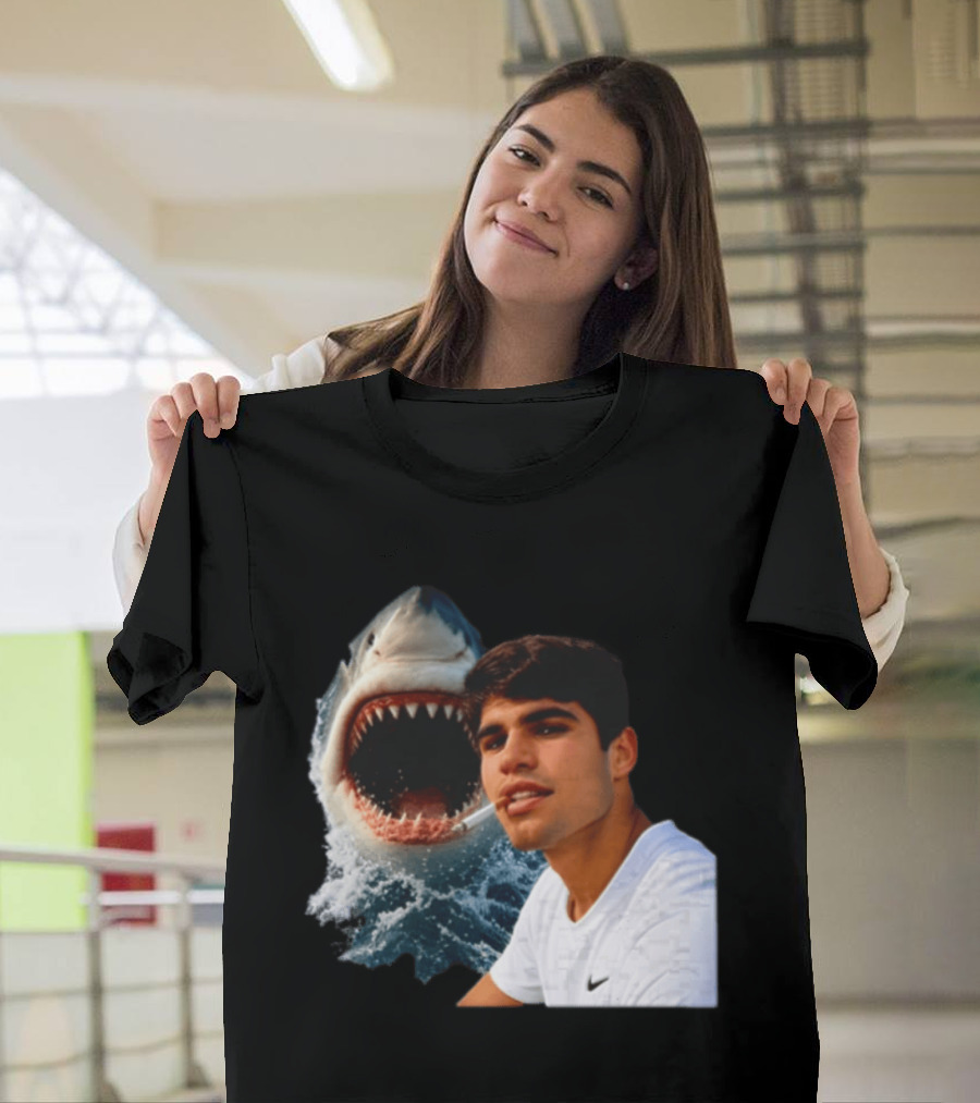 Carlos Alcaraz Smoking Shark Meme T-Shirt