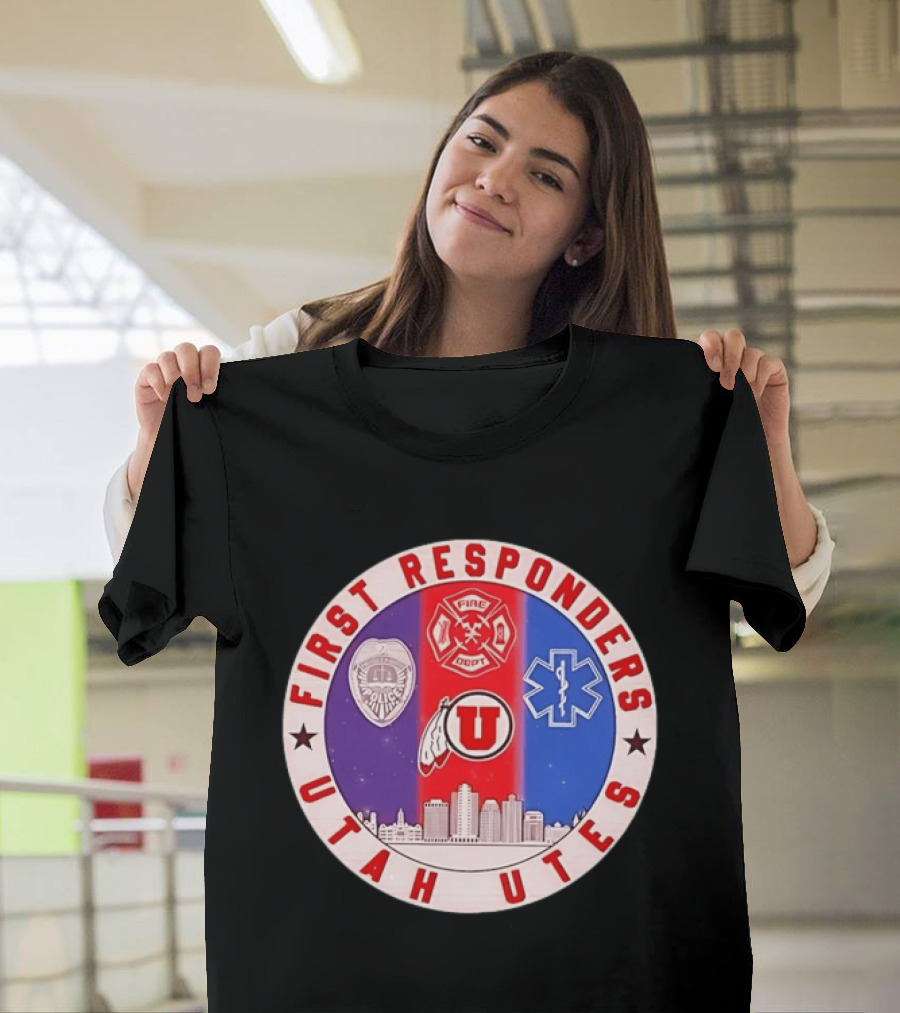 Utah Utes First Responders Police Fire EMT Skyline T-Shirt