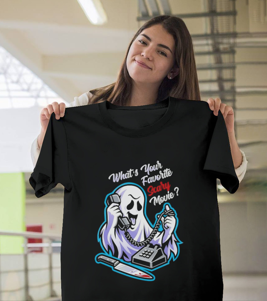 What's Your Favorite Scary Movie Ghost Scream Knife Phone T-Shirt