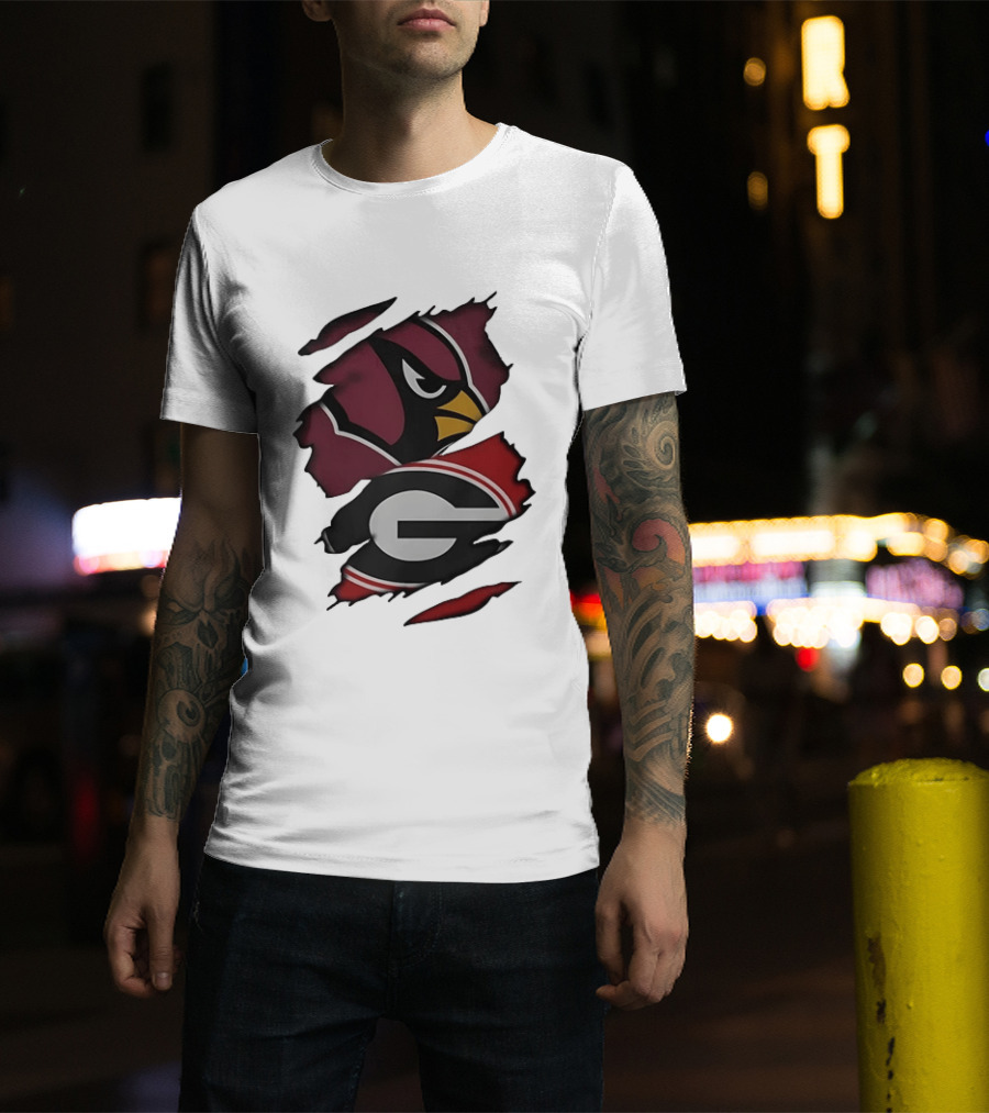 Arizona Cardinals Georgia Bulldogs Ripped Effect T-Shirt