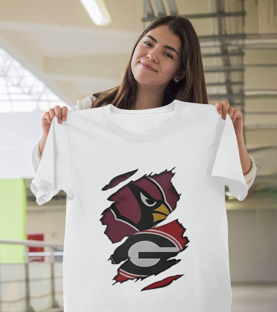 Arizona Cardinals Georgia Bulldogs Ripped Effect T-Shirt
