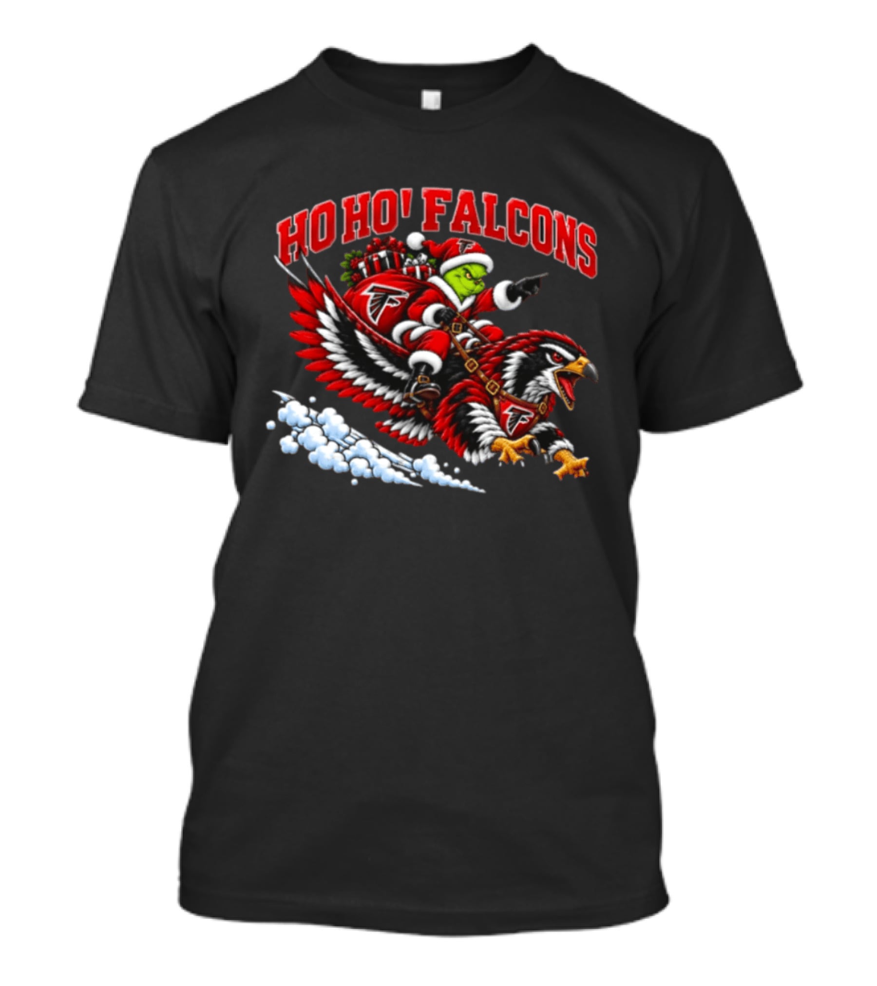 Ho Ho Falcons Grinch Santa Atlanta Christmas Football T-Shirt