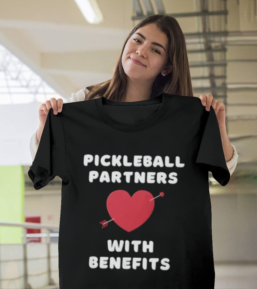 Pickleball Partners With Benefits Red Heart Pierced By Arrow T-Shirt