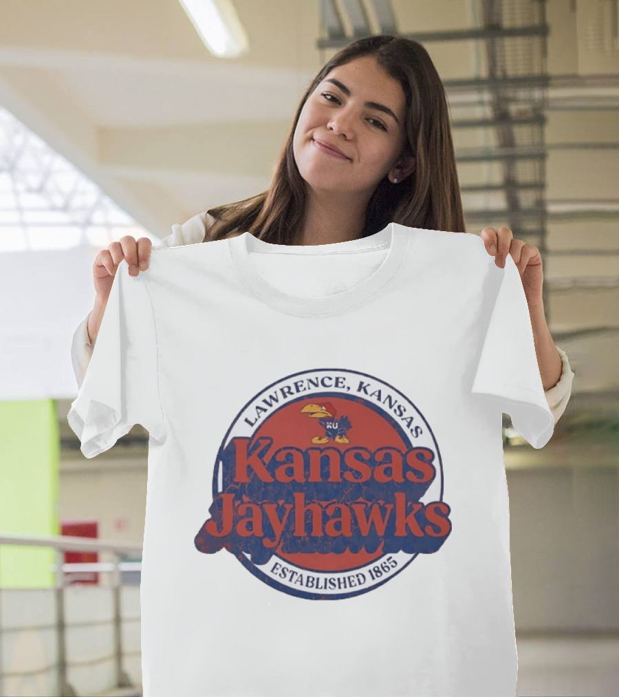 Lawrence Kansas Jayhawks KU Established 1865 Distressed T-Shirt