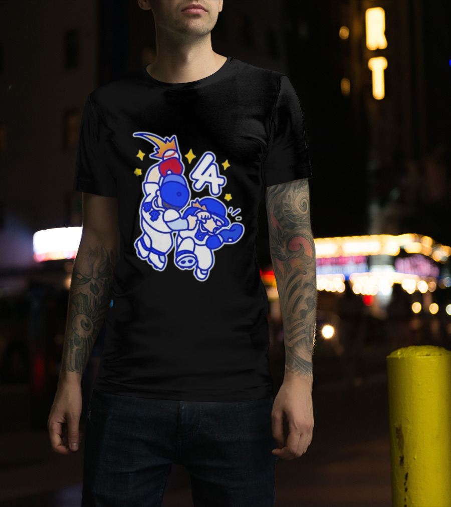 Shohei Ohtani Mookie Betts Cartoon LA Dodgers Baseball Clash T-Shirt