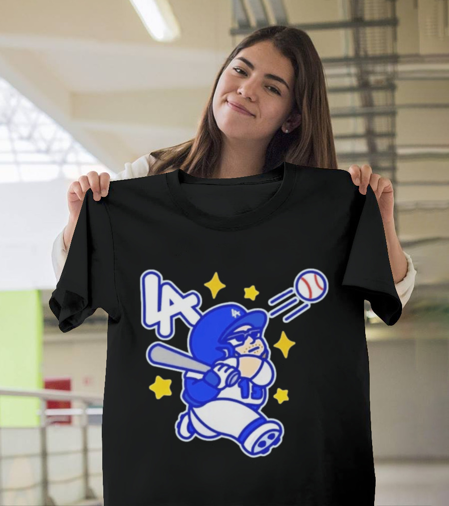 LA Dodgers No 15 Cartoon Player Baseball T-Shirt