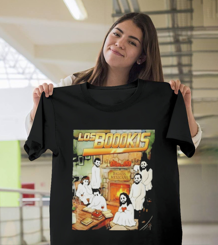 Los Boookis Badass Mexicans Marco Antonio Solis Halloween Fireplace Scene T-Shirt