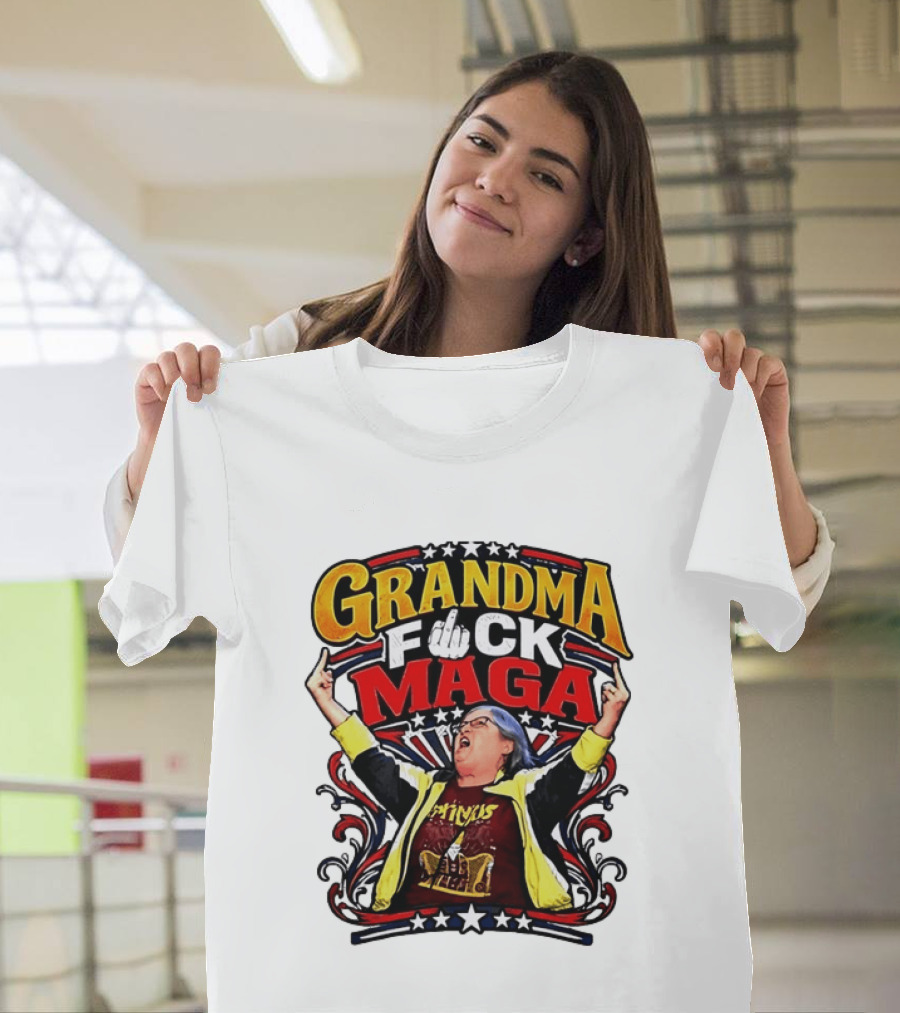 Grandma Fuck Maga Protest Middle Finger Gesture T-Shirt