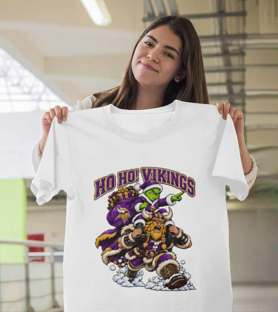 Ho Ho Vikings Grinch Christmas Minnesota Football T-Shirt