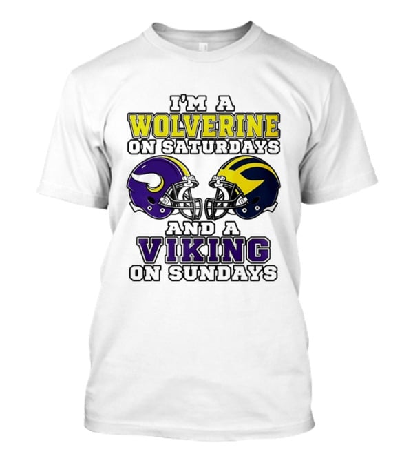 I'm A Wolverine On Saturdays And A Viking On Sundays Helmet T-Shirt