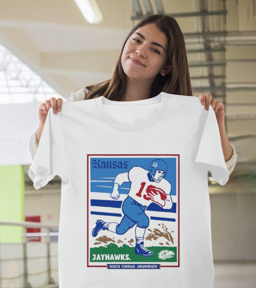 Kansas Jayhawks Rock Chalk Jayhawk Football Player 1950s T-Shirt