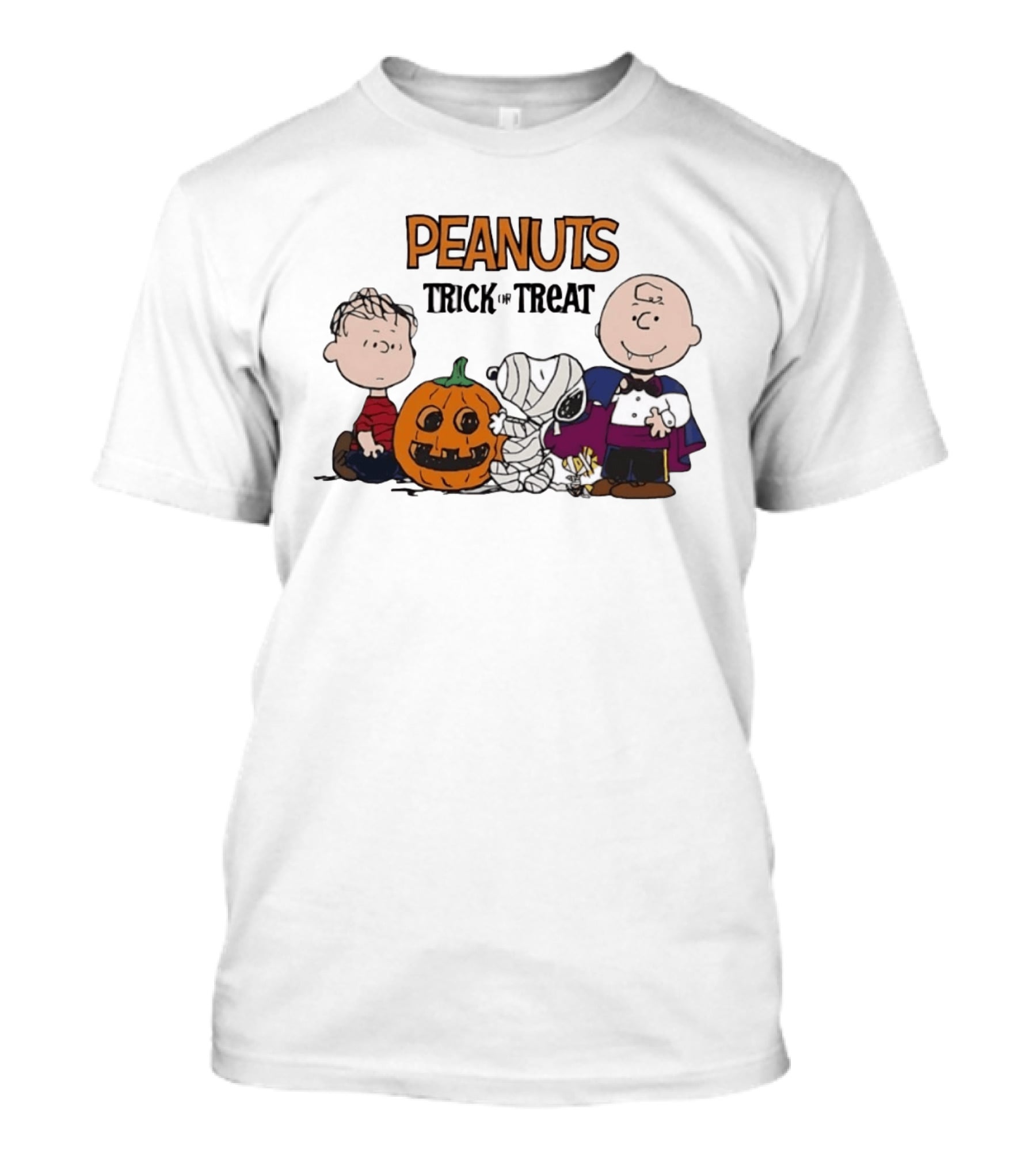 Peanuts Trick Or Treat Halloween Characters Linus Charlie Brown Snoopy Pumpkin T-Shirt