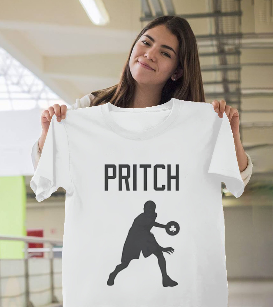 Pritch Boston Celtics Basketball Player Action Pose T-Shirt