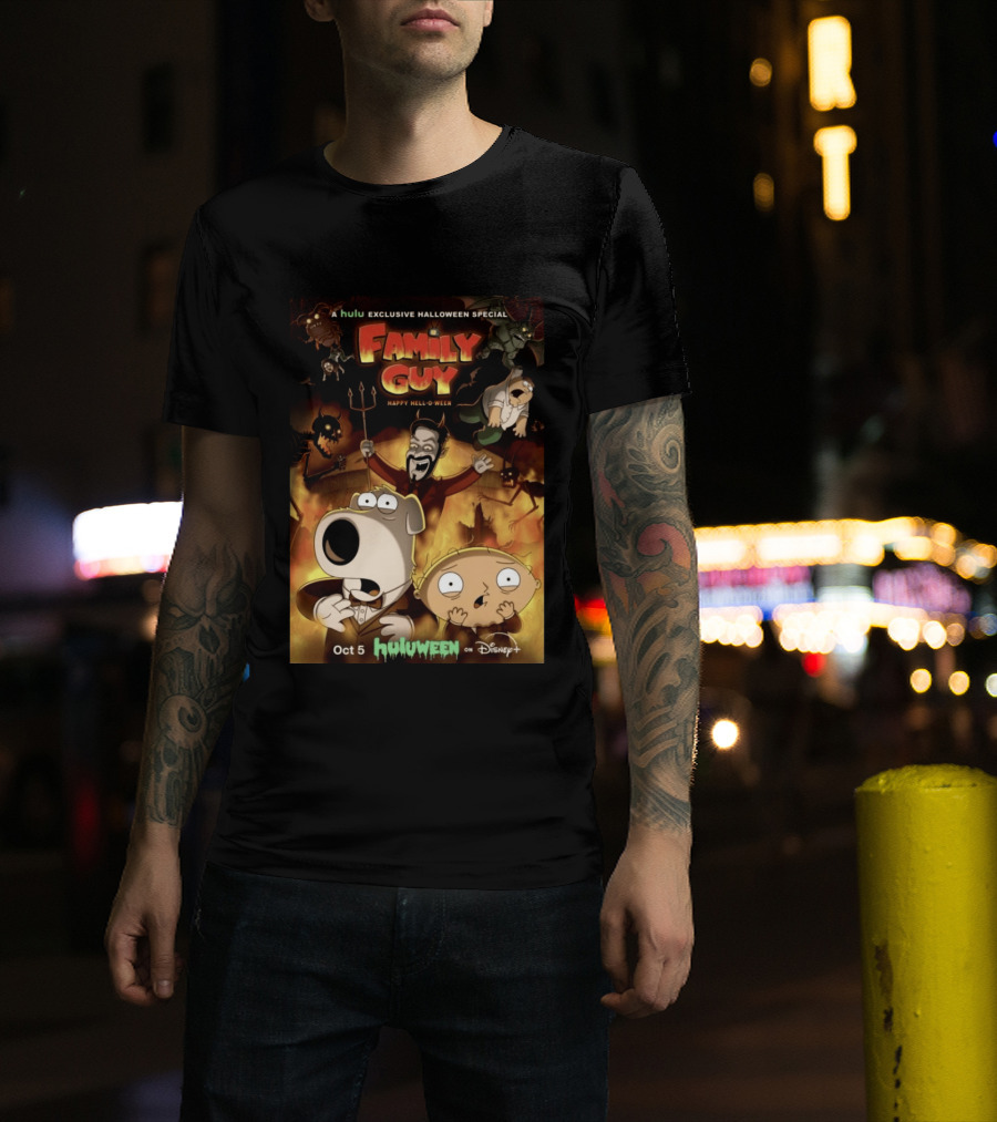 Hulu Exclusive Halloween Special Family Guy Happy Hell O Ween Oct 5 Huloween On Disney Plus T-Shirt