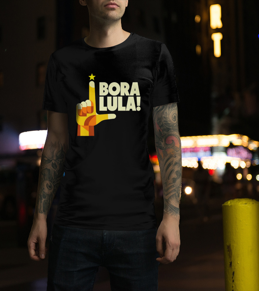 Bora Lula Political Campaign Brazil President Star Hand Gesture T-Shirt